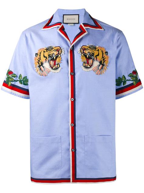 gucci bowling shirt tiger|graphic print silk bowling shirt.